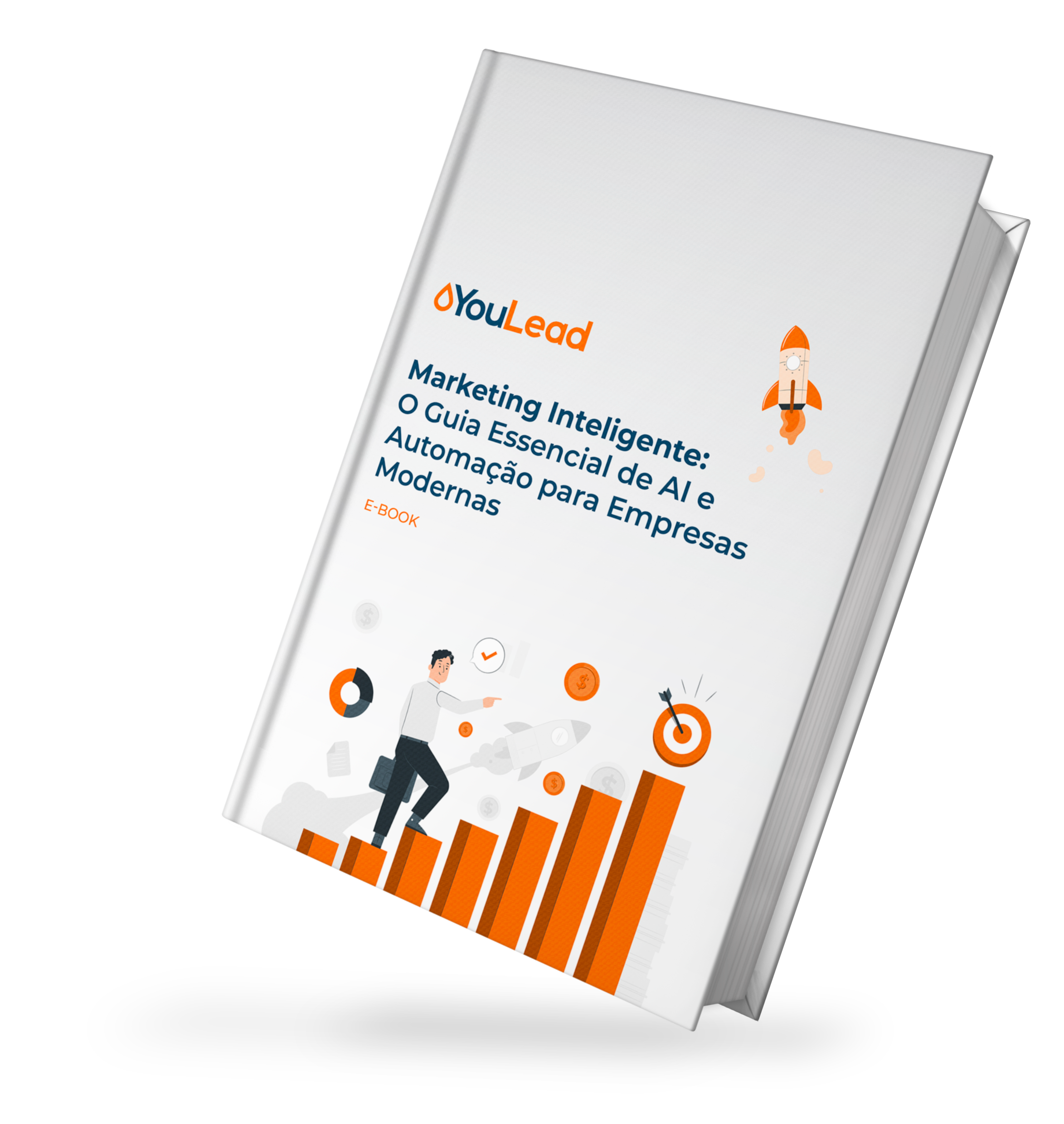 Mockup ebook Marketing Inteligente O Guia Essencial de AI e Automação para Empresas Modernas